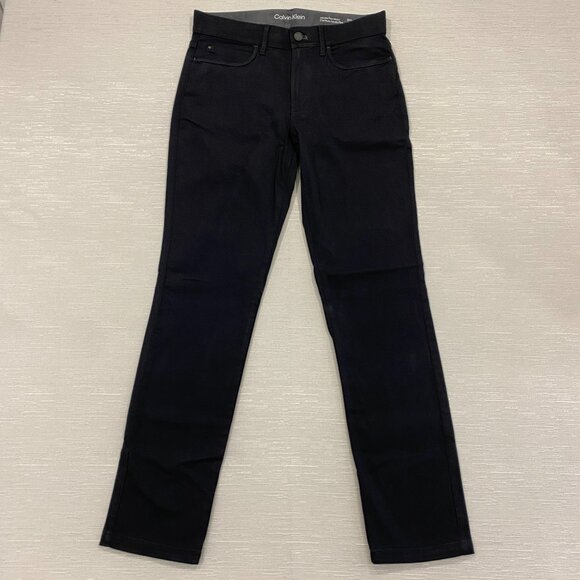 Calvin Klein Chino Pants Mens 30 x 32 Black Slim Fit Straight Flex Waist Cotton - Picture 2 of 13